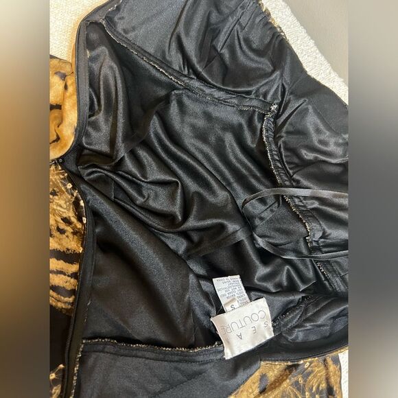 Sean Couture vintage Elegant Black and Gold cocktail Halter Dress size Small - Picture 9 of 10